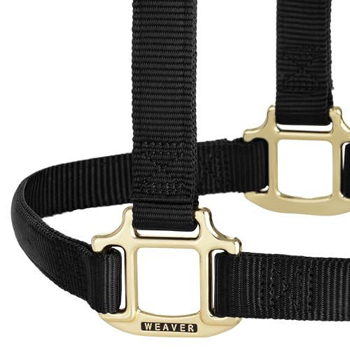 Weaver Equine Nylon Horse Halter, Triple-Ply Cheek Design, Original Non Adjustable Halters for Horses, Equine Tack,Average Size, Black