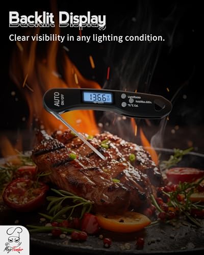 Foldable Instant Read Digital Meat Thermometer for Cooking, ±1°F Accuracy