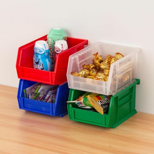 Akro-Mils 30210 AkroBins Plastic Storage Bins, 5"x4"x3", Blue, 24-Pack - color: Blue