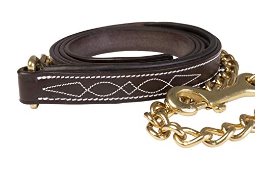 Huntley Equestrian Leather Lead with Chain (Fancy Stitched, Padded)