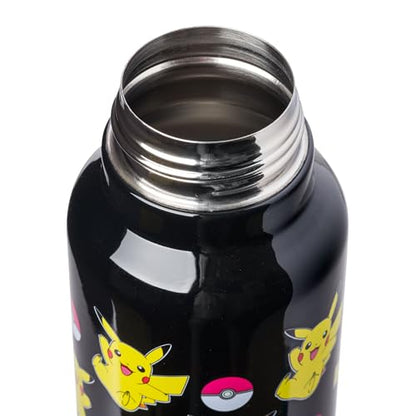 Silver Buffalo Pokemon Ball and Pikachu Stainless Steel Water Bottle with Strap, 27 Ounces - color: Pokemon: Pikachu, size: 27 Ounces