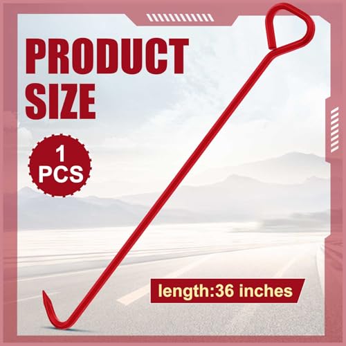 Therwen 1 Pcs Manhole Cover Hook 36 Inch with 5/8" Hex Alloy Steel Rigid Heavy Duty Manhole Cover Lifter with Inline Handle for Lid Puller Moving(Red) - color: Red, size: 36 Inch