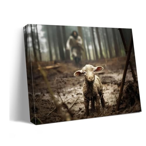 Ploceiny Christian Wall Art Faith Christ decorations Jesus and Lamb wall decor Picture Christian gifts for women serenity prayer wall Prints for prayer room home decor A-347 - color: Jesus and Lamb, size: 14"X18"