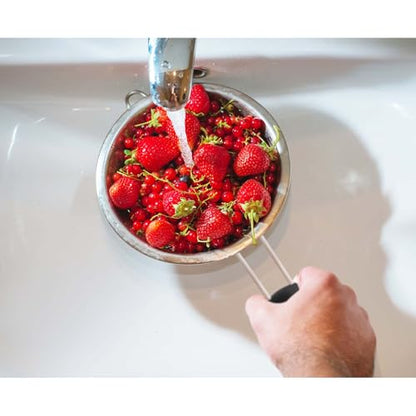 HIC Kitchen Fine Mesh Strainer, 8-Inch, Stainless Steel And Silicone | Support Handle, Silicone Comfort Grip, Fine Mesh Filtration, Non-Reactive, Dishwasher Safe - size: 8-Inch