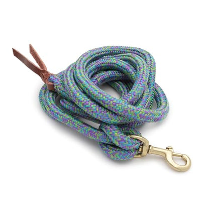 Weaver Equine 10' Horse Cowboy Lead Rope with Brass Snap - color: Dark Purple/Sky Blue/Lime Green