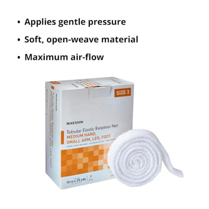 McKesson Tubular Elastic Retainer Net Dressing, Small, 10 in x 25 yd, 1 ct - size: Size 3 1 Count