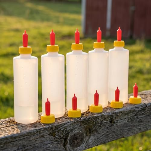 SHINEOFI 5pcs Baby Goat Bottle Lamb Feeding Bottles 400ml Goat Milk Drink Supplies with 10 Pacifiers Newborn Animal Nursing Tools for Livestock Feeding