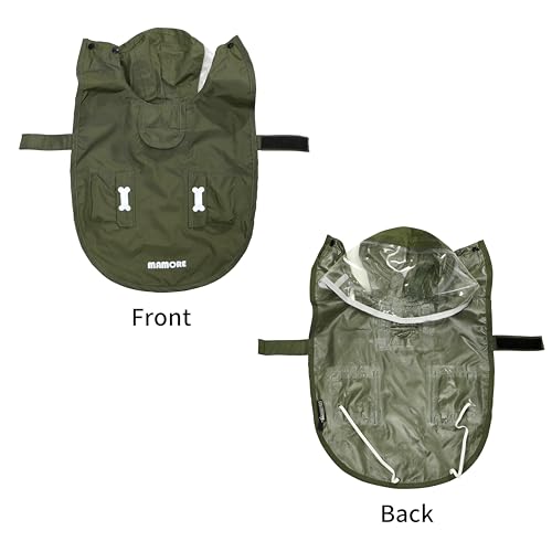 Waterproof Dog Raincoat, Adjustable Reflective Lightweight Pet Rain Clothes with Poncho Hood (Army Green, Small) - color: Army Green, size: Small(9-13lb)