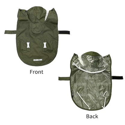 Waterproof Dog Raincoat, Adjustable Reflective Lightweight Pet Rain Clothes with Poncho Hood (Army Green, Small) - color: Army Green, size: Small(9-13lb)