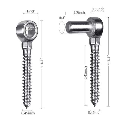 Farm Gate Hinge, 2 Pair Stainless Steel Heavy Duty Wood Gates Hinges, M12 Fence Gate Hardware,Screw Hinges to Mount for Wooden Gates Fences