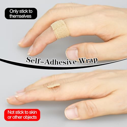 6pcs 1/2in Self Adhesive Bandage Wraps, 5 Yards Black - color: Black, size: 1/2in