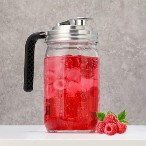 Aieve Stainless Steel Mason Jar Pour Spout Lid, 2 Pack Wide Mouth Mason Jar Pitcher Flip Cap Lids with Handle for Ball Jar Lids (3.38 inch) - size: 2 Pcs Wide Mouth Lids