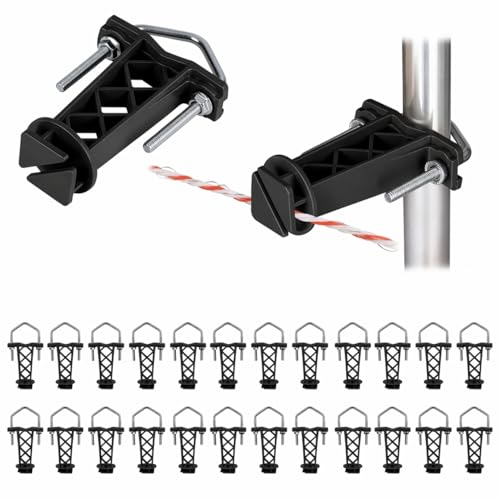 25 Pcs Black Tube Electric Fence Insulators for Square & Round Pipe - color: Black, size: 25 Pack