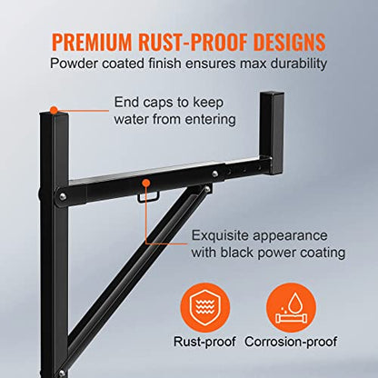 VEVOR Truck Rack, 19-34inch Extendable Truck Ladder Rack, 38.6"-43.6" Adjustable Height, 250 lbs Capacity Steel Ladder Rack for Truck, Heavy Duty Truck Bed Rack for Kayak, Surfboard, Lumber, Ladder - style: Ladder Rack