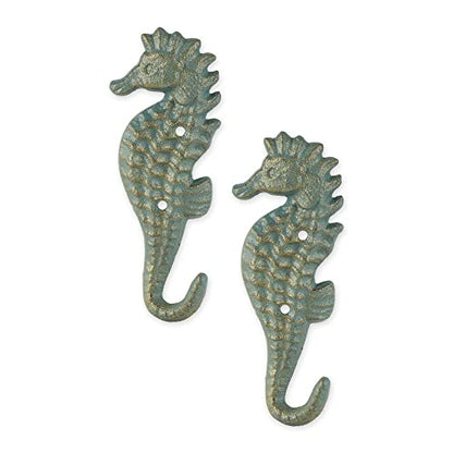 DII Cast Iron Decorative Wall Hook Set, Seahorse, 2 Count - size: Seahorse