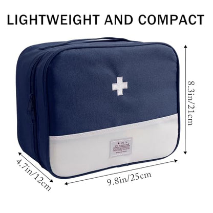 Faylapa First Aid Kit Empty Bag, 9.8x8.3x4.7 Inches Travel Empty First Aid Kit Pouch for Emergency at Home, Office, Car, Outdoors, Boat, Camping, Hiking(Bag Only, Navy Blue) - color: Navy Blue