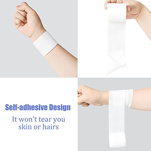 2 Inches Self Adhesive Bandage Wrap Cohesive Wrap, 9 Pack, White - color: White, size: 2 Inch