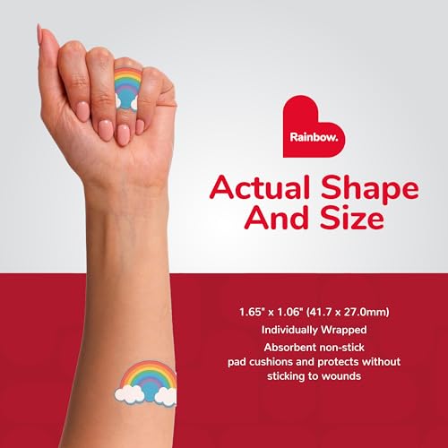 BioSwiss Bandages, Rainbow Shaped Self Adhesive Bandage Set, Latex Free, Sterile Wound Care, 24 Count - color: Rainbow, size: 24-Count Box