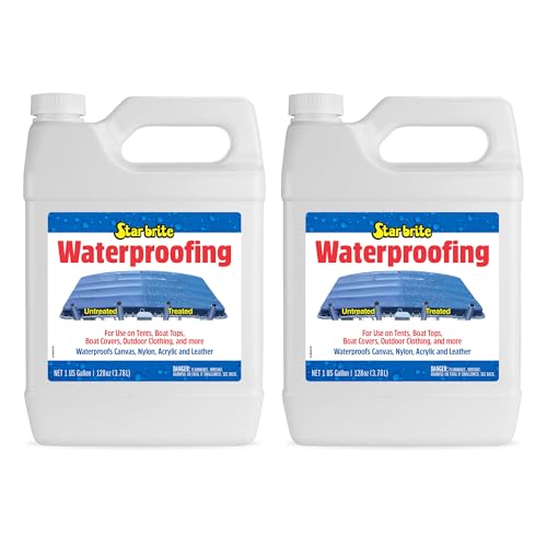 STAR BRITE Waterproofing Spray, Waterproofer + Stain Repellent + UV Protection for Boat Covers, Car Covers, Bimini Tops, Tents, Jackets, Backpacks, Boots, Awnings, Patio Covers & More - color: 1 Gallon 2 Pack