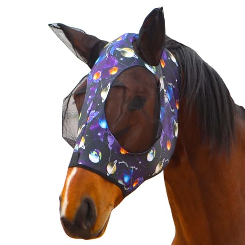 Harrison Howard Super Comfort Stretchy Fly Mask Large Eye Space with UV Protection Soft on Skin with Breathability Star Medium - color: Star, size: Cob (Medium)