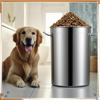 Maxdot 35 Lbs Stainless Steel Food Storage Container for Dog with Airtight Bamboo Lid Spoon & Wooden Claw Handle, Large Metal Pet Food Bin to Keep Fresh Easy Clean & Use for Dog Multiple Pet - size: 35 Lbs