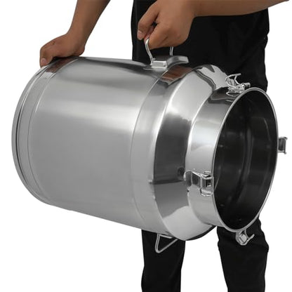304 Stainless Steel Milk Can Jug, 17 Gal Heavy Duty Sealed Seamless Milk Pail with Locking Lid & Spout, Airtight Food Storage Container Bucket for Commercial Restaurant Home Farm Kitchen Brewing - size: 2163.2 Ounces