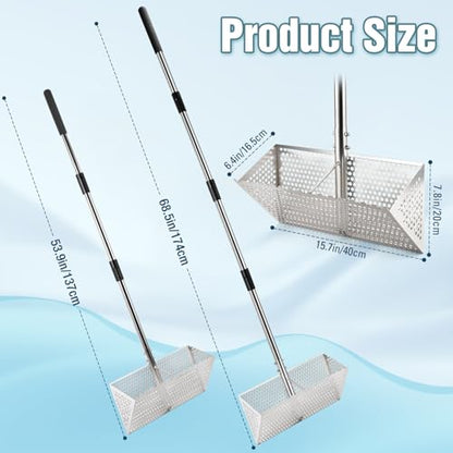 Sand Flea Rake, Stainless Steel Sand Sifter, Shark Tooth Sifter with A 16-Inch Wide Drain Screen for Finding Fleas,Shells and Shark Teeth