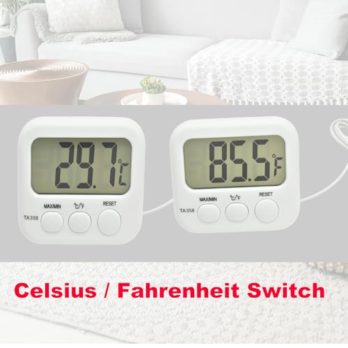 Small Digital Thermometer ON/Off Switch Indoor/Outdoor Meter Gauge with 3ft/1M Probe Sensor - style: Style B