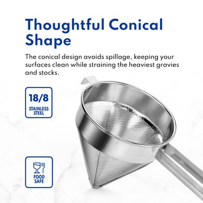 New Star Foodservice 34196 18/8 Stainless Steel China Cap Strainer, 7-Inch, Coarse Mesh