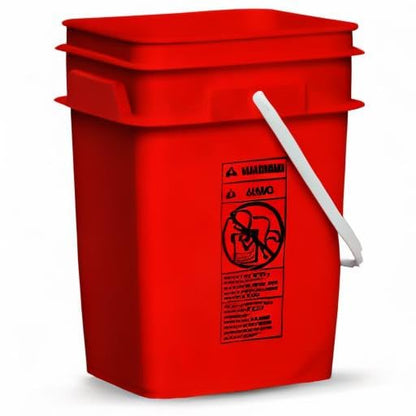 House Naturals 4 Gallon Square Food Grade Plastic Bucket with Lid, Made in USA (Pack of 2) BPA Free (Red) - color: Red