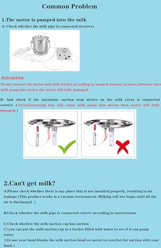 Electric Goat Milking Machine, Portable Auto Goat Milker with 3L Stainless Steel Bucket, Gentle & Efficient for Daily Milking of Goats,Sheep, for Small Farms & Home