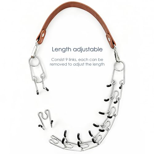 QMARK Pronged Chain Goat Collar, Brown and Silver, 30 Inch