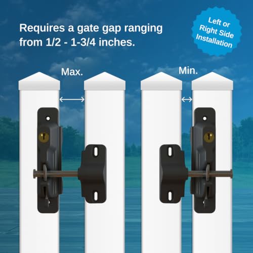 Weatherables Keystone 1-Sided Heavy Duty Lockable Gate Latch – Nylon Polymer Fence Gate Latch with Self-Latching Gate Lock – Made for Easy Installation on Metal, Wood & Vinyl Fences, Keyed Alike - style: 1-Side Polymer