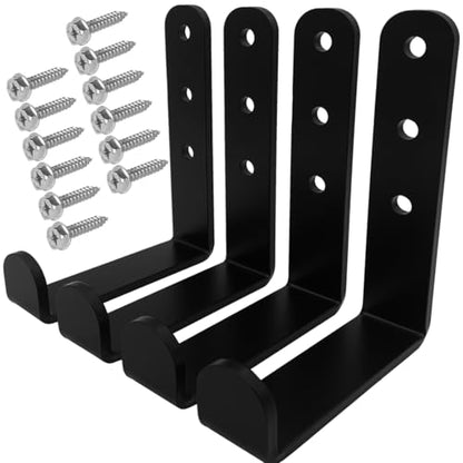 4 Pcs Black Heavy Duty Metal j Hooks for Hanging 280 lbs, Wall Mount Hook for Hanging Garage Storage Home Office Gym Sports Equipment, Tool Organization,Small U Hooks (XL) - size: X-Large