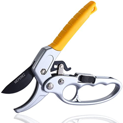 Germany Pruning Shears For Gardening, Arthritis Weak Hand Snips, 4x cutting power trimming, 1-Inch Cut Capacity Garden Clippers, Ergonomic handle, Rust resistant, high strength steel, Sharp - style: 2 pack-yellow
