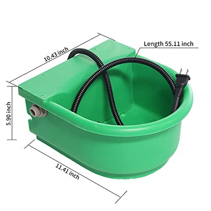 Automatic Heated Dog Water Dispenser Bowl 5L 100W for Livestock | US Plug chew‑proof Cord in Winter Outdoor Chicken Waterer with Thermostat & float valve for Horses Sheep livestock Poultry