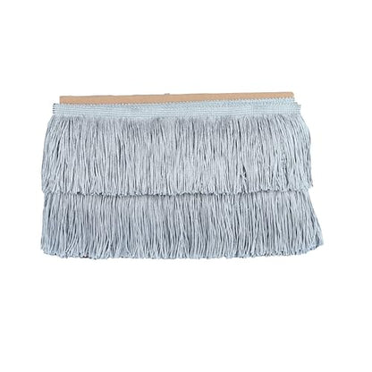 Chainette Fringe Trim 10 Yard x 4 Inches Fabric Tassel Trims - color: Silver, size: 4"-10Yards/R