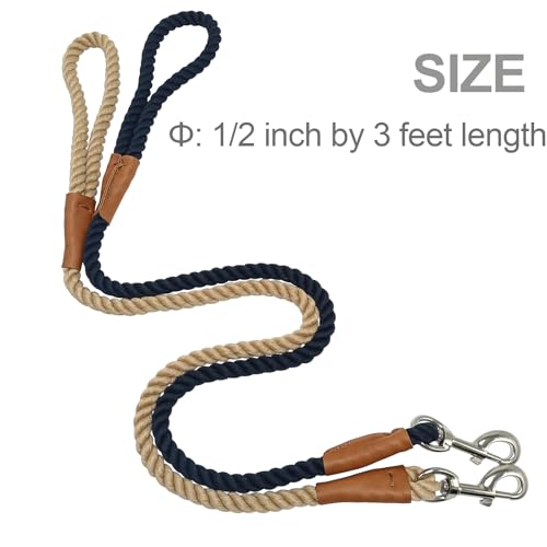 BTINESFUL 3/5/10ft Braided Rope Cotton Dog Leash for Large Medium Dogs - color: brown, size: 3 Foot (Pack of 1)