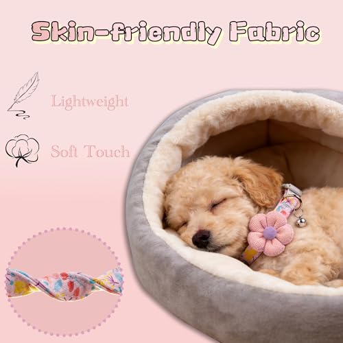 Floral Dog Collar with Bell and Flower, Cute Dog Collar for Puppy Small Medium Large Dogs, Pink Girl Dog Collar for Female/Male Dog Birthday Wedding Photo Props - size: S: for small dogs