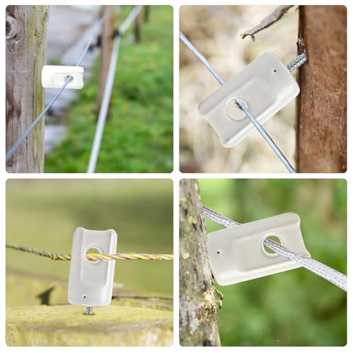 52 Pcs Electric Fence Porcelain Insulator Heavy Duty Ceramic Lag Screw Insulator for Farm Ground Fencing Wood Post Electrical Wire