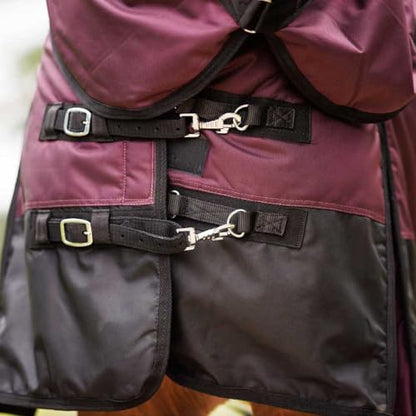 Country Pride Gale Force Midweight Turnout Blanket for Horses, 1680D Waterproof Blanket, 200g Insulation, Adjustable Double Buckle Front, Bias Surcingle, Shoulder Gussets, Tail Cover, Plum/Black (72) - size: 72