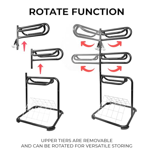 HOMESTEAD 3-Tier Saddle Rack - Horse Saddle Stand Rotating Tiers, Bridle Rack, Hooks for English & Western Saddle, Tack Room - size: 88 Lbs