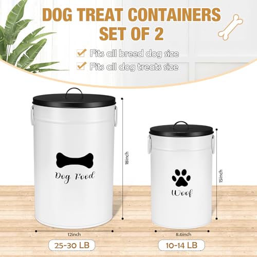 DoubleFill Extra Large 30+14 lb Metal Dog Food Storage Containers, White - color: White, size: Extra Large 30+14 lb
