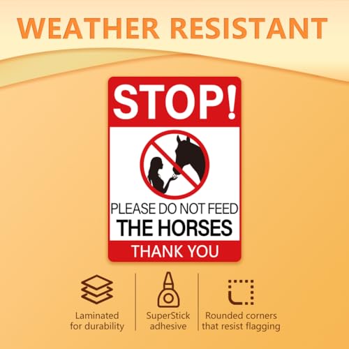 WADORN 10Pcs Please Do Not Feed The Horses Thank You Sign Sticker, Stop Feeding Horses Sign Self-Adhesive Vinyl Decal No Feeding Sign Warning Stickers for Horse Stables and Pastures 7.08x5.12 Inch - style: Do Not Feed The Horses