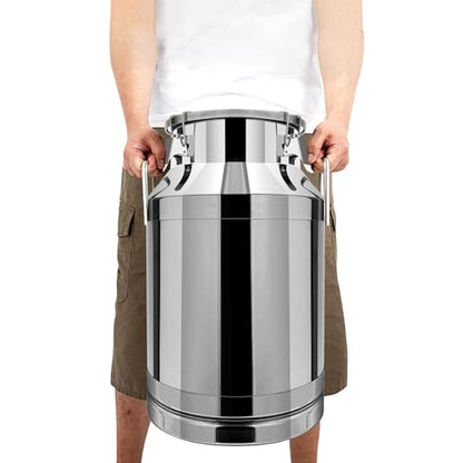 40L/10.57Gal Stainless Steel Milk Can, Milk Transport Can, Jug Wine Pail Bucket Bottle, Liquid Container Storage Barrel with Strong Silicone Sealed Lid, Stainless Steel Sealed Tank - size: 40L/10.57Lal