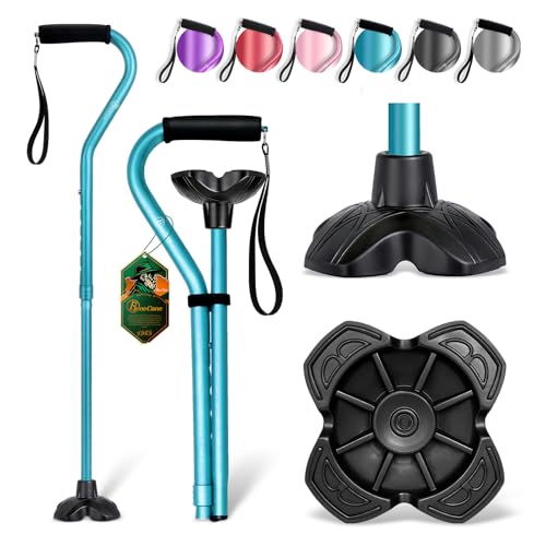 BeneCane Walking Cane Adjustable Cane with Offset Soft Cushioned Handle for Men & Women Lightweight Comfortable Extra Stability Base Mobility Aid for Men Women and Seniors - color: BLue