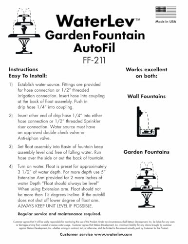 USA MADE Fountain Water Level Kit Float Valve Premium Durable ABS Plastic Float Ball Valve For Livestock Water Trough, Aquariums, Hydroponics Ponds, & Garden - Automatic Fill and Control Water Level - style: Fountain Water Level System Kit
