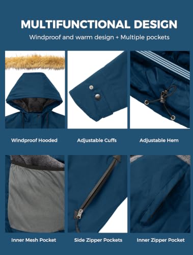wantdo Women's Waterproof Ski Jacket Warm Fleece Lined Snow Winter Coat - color: Navy, size: X-Large