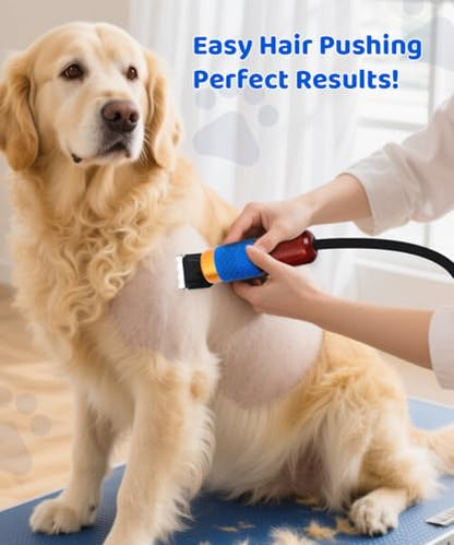 200W Professional Dog Grooming Clippers with Stepless Speed Control, Low Noise <50dB Pet Hair Trimmer Kit, Solid Wood Handle, 2 Blades, Dual-Sided Guide Combs, Heavy-Duty Plug-in Clippers for Cats