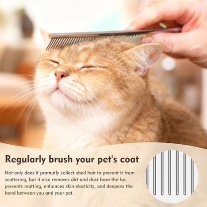 WRW 4 Pack Dog Comb, Metal Comb for Dog Cat Pet | Stainless Steel Dog Combs Flea Comb with Rounded Teeth for Grooming Matting, Poodle Comb for Long and Short Hair Pets